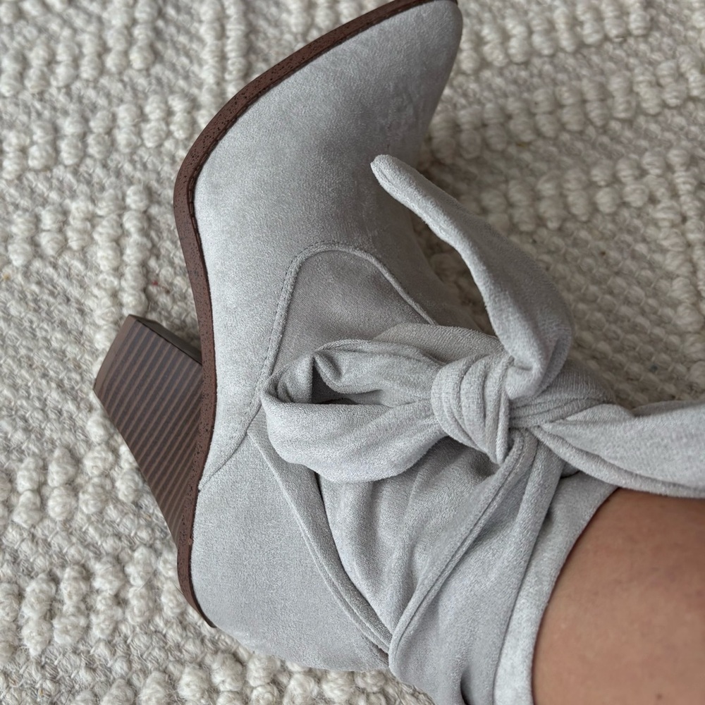 Chic Gray Ankle Booties with Ankle Tie